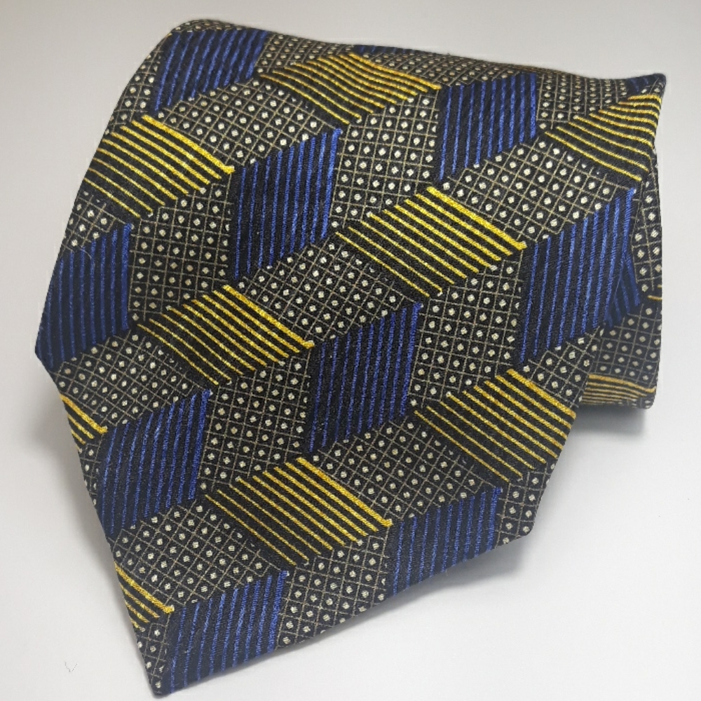 Dona/Dona blue and gold hand made silk tie
